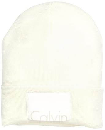 calvin klein white beanie