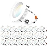 Sunco 24 Pack 4 Inch LED Recessed Lights, Retrofit Can Lighting, 660 LM, 11W (40W Equivalent), Selectable CCT 2700K/3000K/3500K/4000K/5000K, Dimmable, Baffle Trim, Replacement Conversion Kit UL