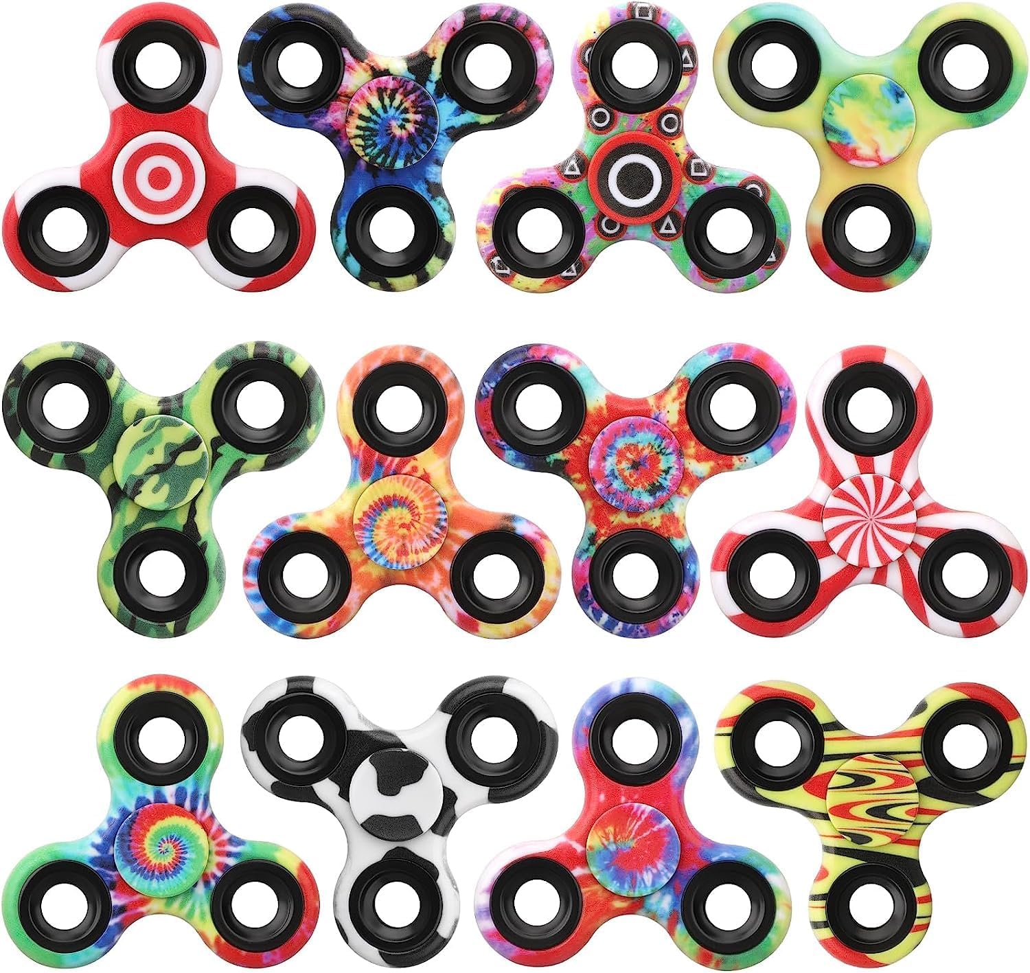 Fidget Spinner Toy Bulk Age 3+ for Kids Adults (12 Pack), Metal Tri-Spinner Fidget Set for Stress Relief, Halloween Christmas Party Favors Supplies Goodie Bag Stuffers Classroom Prizes