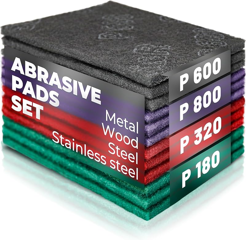 S&R Abrasive Pads 150x230mm 12-Piece Set P180 P320 P600 P800 Flexible