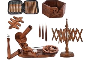 Brainmart Rosewood Yarn Winder & Swift with Wooden Yarn Bowl – 30pcs Crochet Kit | Handcrafted Wooden Ball Winder, Crochet Hooks Set, Bobbins, Weaving Needles for Knitting, Crocheting & Weaving