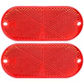 ISDVBUY 2 Pack Oval Reflectors, Red | Self Adhesive, Drill Mount, Quick Mount SAE, For Trailers Driveways
