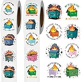 Dazoratix Dumpster Fire Roll Stickers - 1000 Pcs I'm Fine Everything is Fine Sticker Funny Adhesive Trash Label Decals for Women Adults Laptop Envelops Classroom Rewards Party Favors Accessories