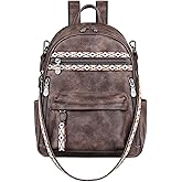 FADEON Small Backpack Purse for Women Designer PU Leather Roomly Mini Backpacks Multi Pocket Fashion Shoulder Backpack