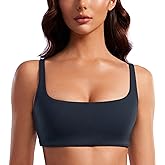 CRZ YOGA Butterluxe Square Neck Sports Bras for Women - Low Coverage Spaghetti Strap Yoga Wireless Padded Cami Crop Top