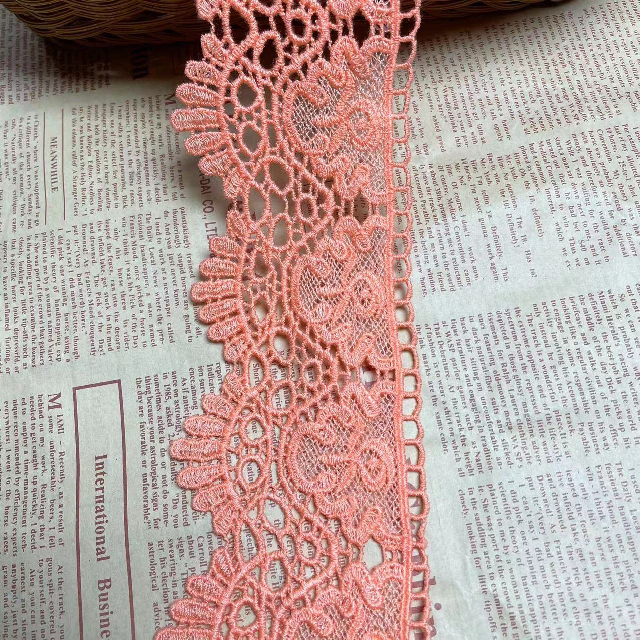9CM Width Europe Crown Pattern Inelastic Embroidery Lace Trim,Curtain Tablecloth Slipcover Bridal DIY Clothing/Accessories.(2 Yards in one Package) (Orange)