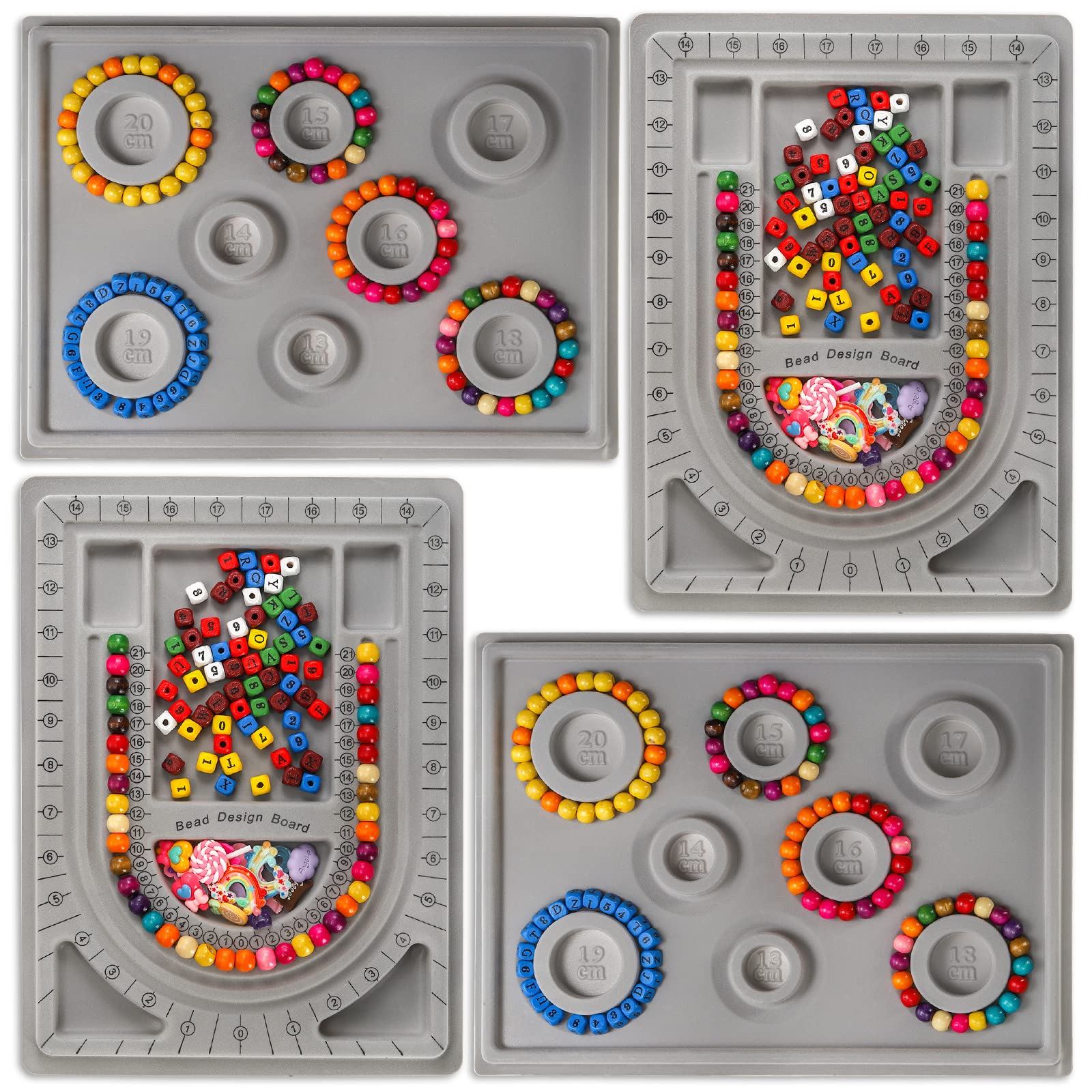 Coloch 4 Pieces Beading Board, Plastic Bead Design Tray DIY Jewelry Making Tray Beading Jewelrys Organizer Flocked Bead Board for Necklace, Bracelet, Jewelry Making
