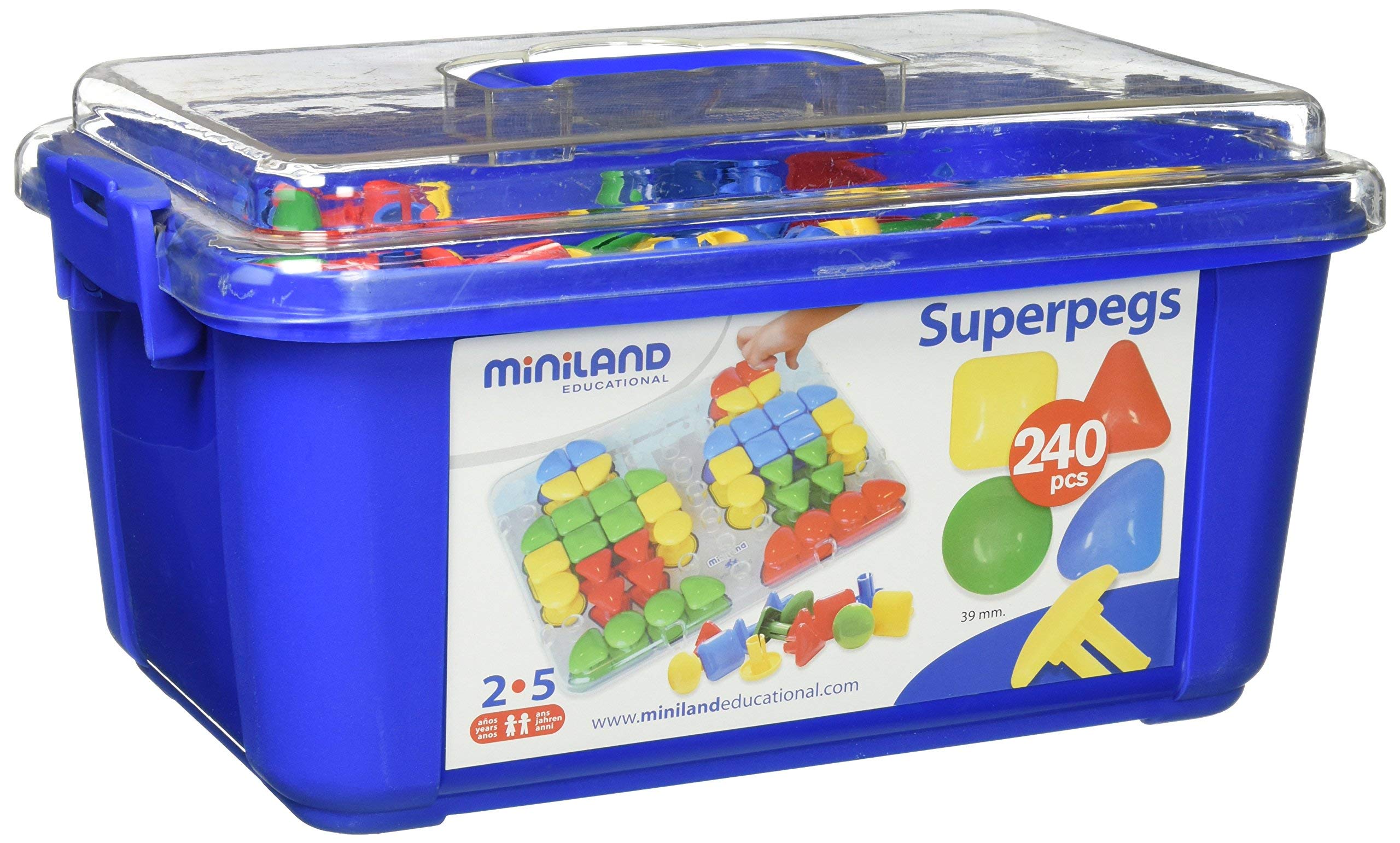 Miniland Miniland95072 Super Pegs Set in Container (240-Piece)