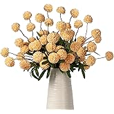 ENALGRE Fake Flowers 20.5In Artificial Chrysanthemum Faux Mums Faux Flowers for Vase Fall Long Stems Flower Silk Flower for Indoor Home Decoration Kitchen Office Wedding Decor 10PCS,Orange(No Vase)