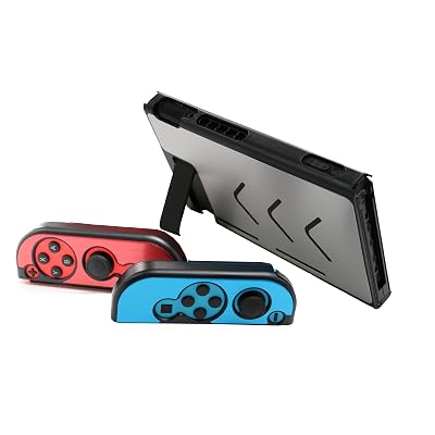 Aluminum Anti-Scratch Dustproof Hard Back Protective Case Cover Shells for Nintendo Switch NS Console with Joy-Con Controller SilverBlue Red