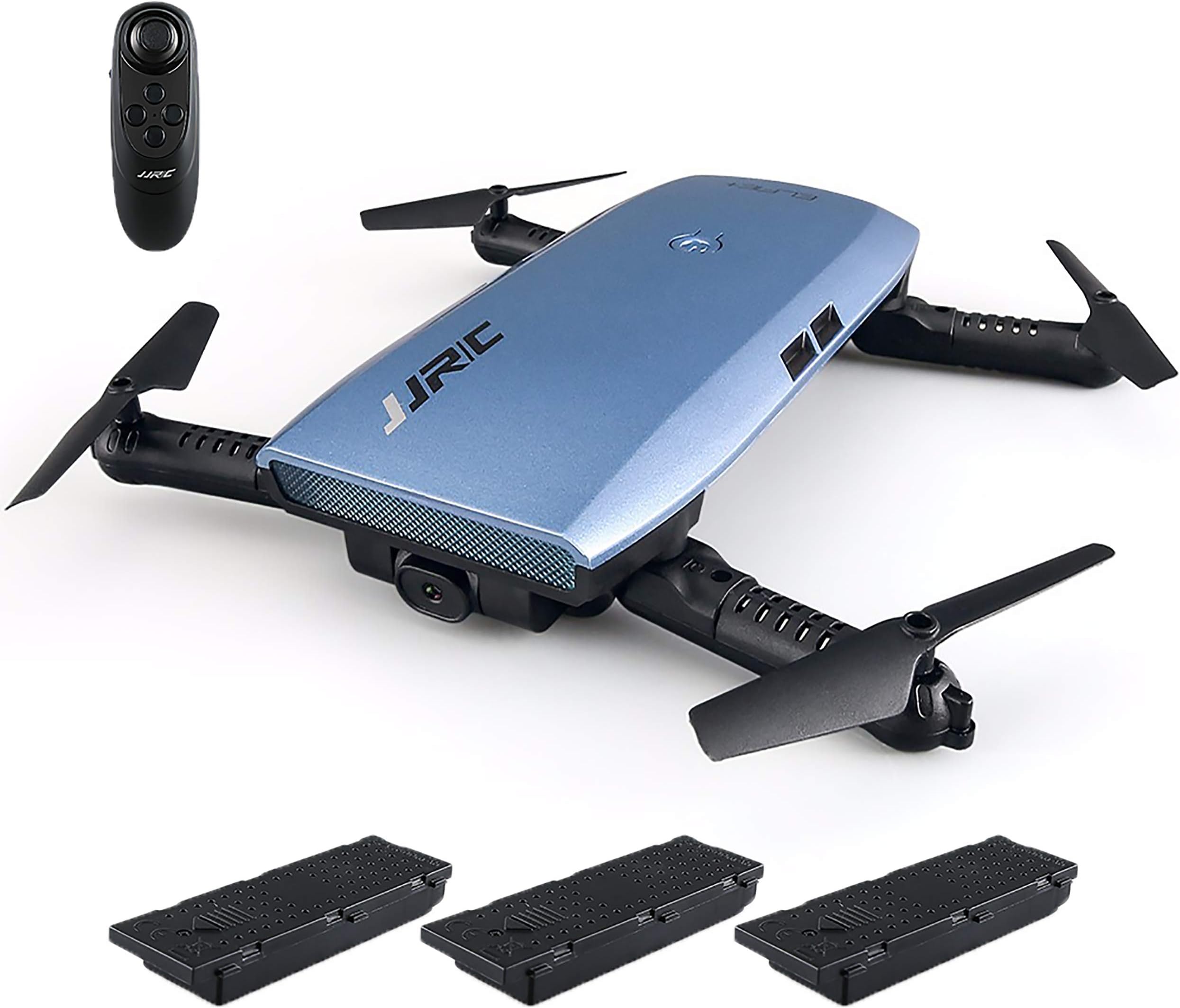 Trendy Techies JJRC H47 HD Camera Foldable Quadcopter Drone 3.7V 500mAh 6 Axis Headless Mode Remote Control Altitude Hold 360 Flips and Rolls Easy to Use (2 Extra Batteries) Kids Adults