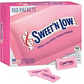 Sweet'N Low, Zero Calorie Sweetener Packets, 100 Ct | Kosher &amp; Gluten Free, Low Glycemic Index, Individual Tea and Coffee Sweetener Packets