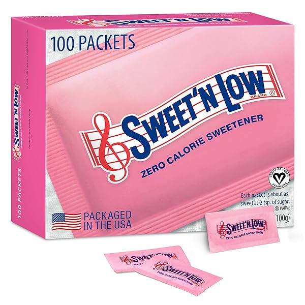 SWEET’N LOW ZERO CALORIE SWEETENER PACKETS, 100 CT, KOSHER & GLUTEN FREE, LOW GLYCEMIC INDEX, INDIVIDUAL TEA AND COFFEE SWEETENER PACKETS