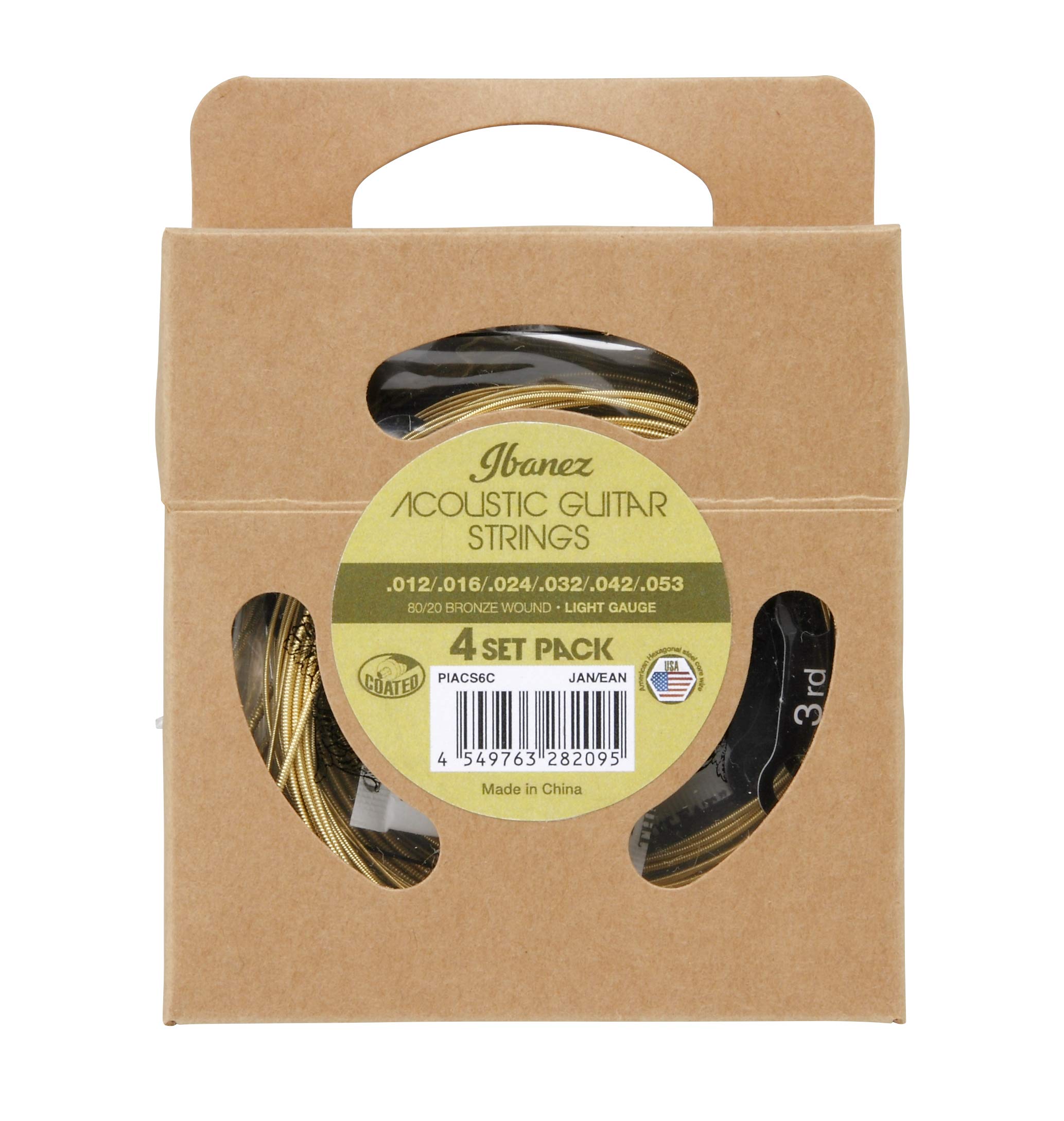 Ibanez PIACS6C Multipack Acoustic Guitar Strings - 6 string - light - 4 Set Pack