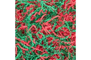 Gloreyan 1/2LB Christmas Crinkle Cut Paper Shred, Red Green White Raffia Paper Shred Filler Grass for Christmas Easter Grass Gift Wrapping Basket Filling Birthdays Weddings Party Supply