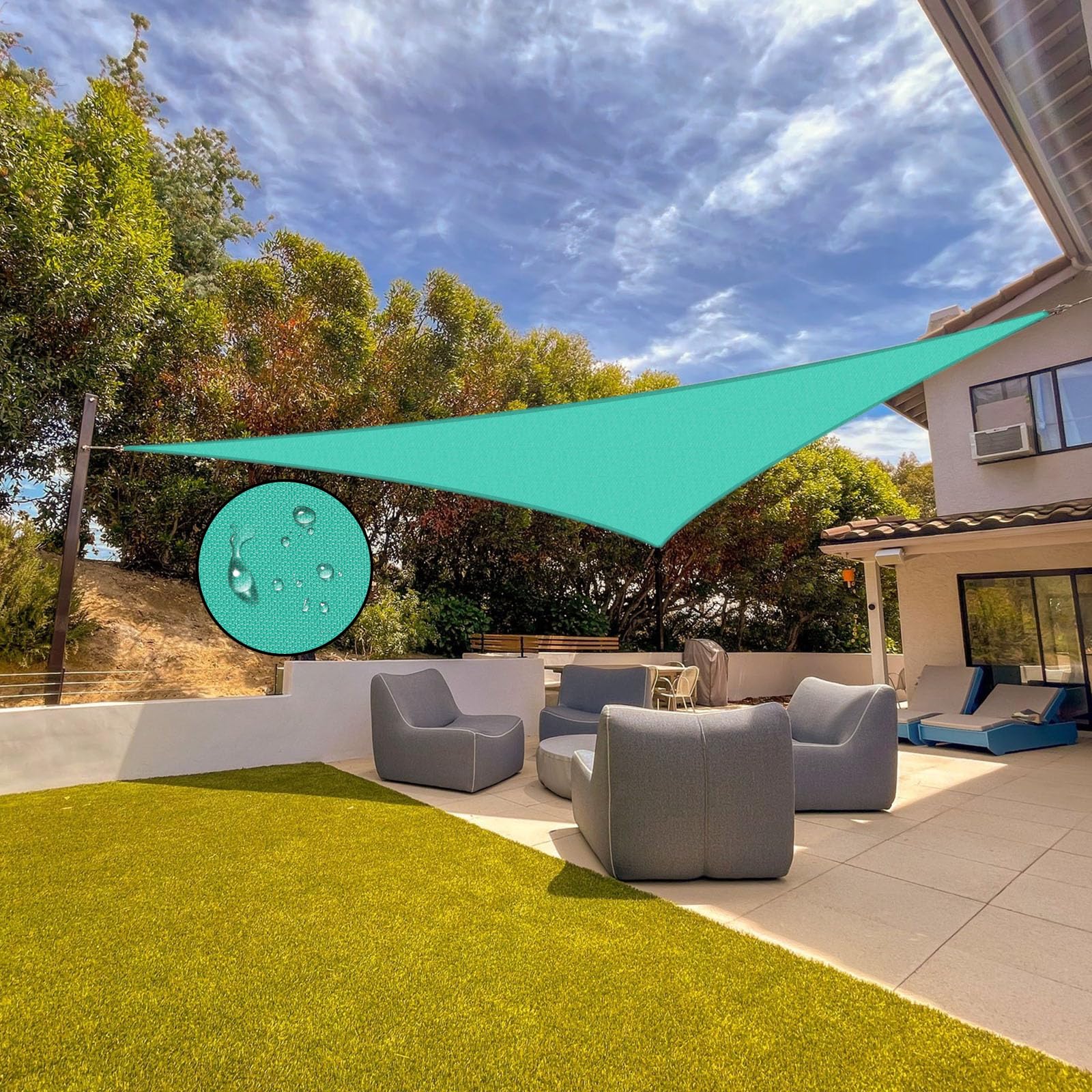Jneaicn Shade Sail Waterproof Sun Canopy Triangle