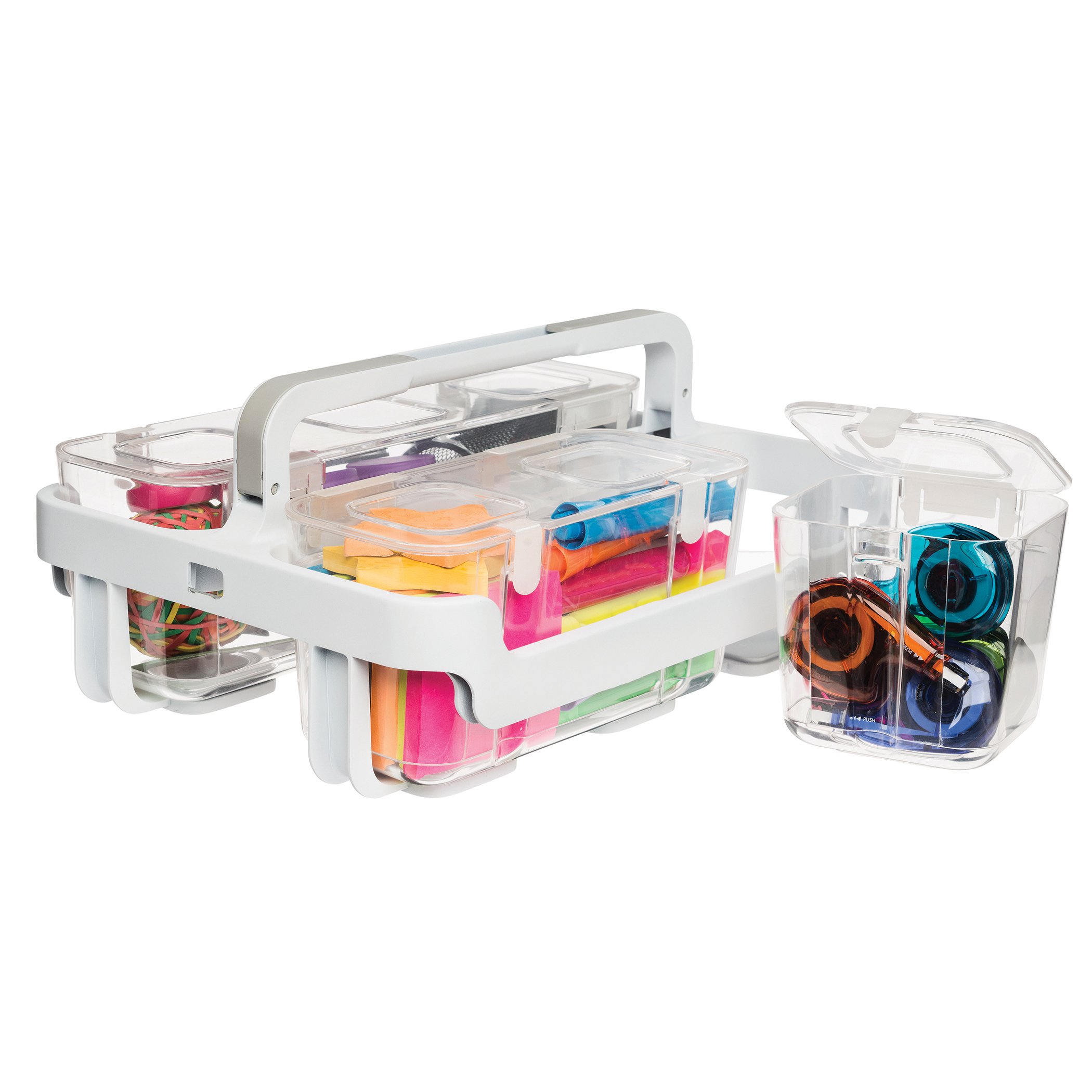 Deflecto Desk Supplies Organizer Caddy, Three Clear Compartments (29003) 79916017266 eBay