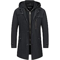 PRIJOUHE Men's Wool Blend Jacket Single Breasted Slim Fit Thick