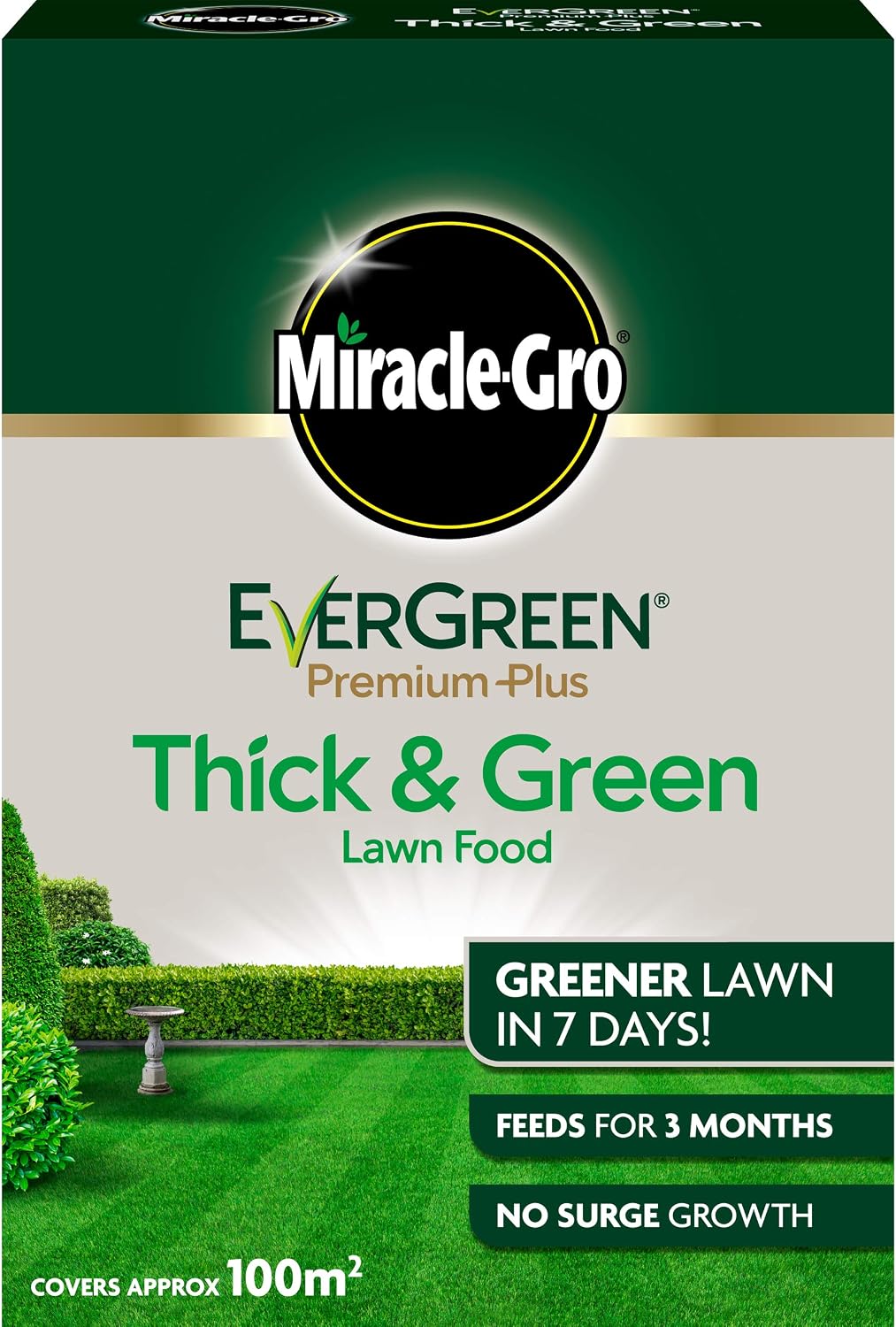 Miracle-Gro EverGreen Premium Plus Thick & Green Lawn Food - 100 m2, 100 sq m