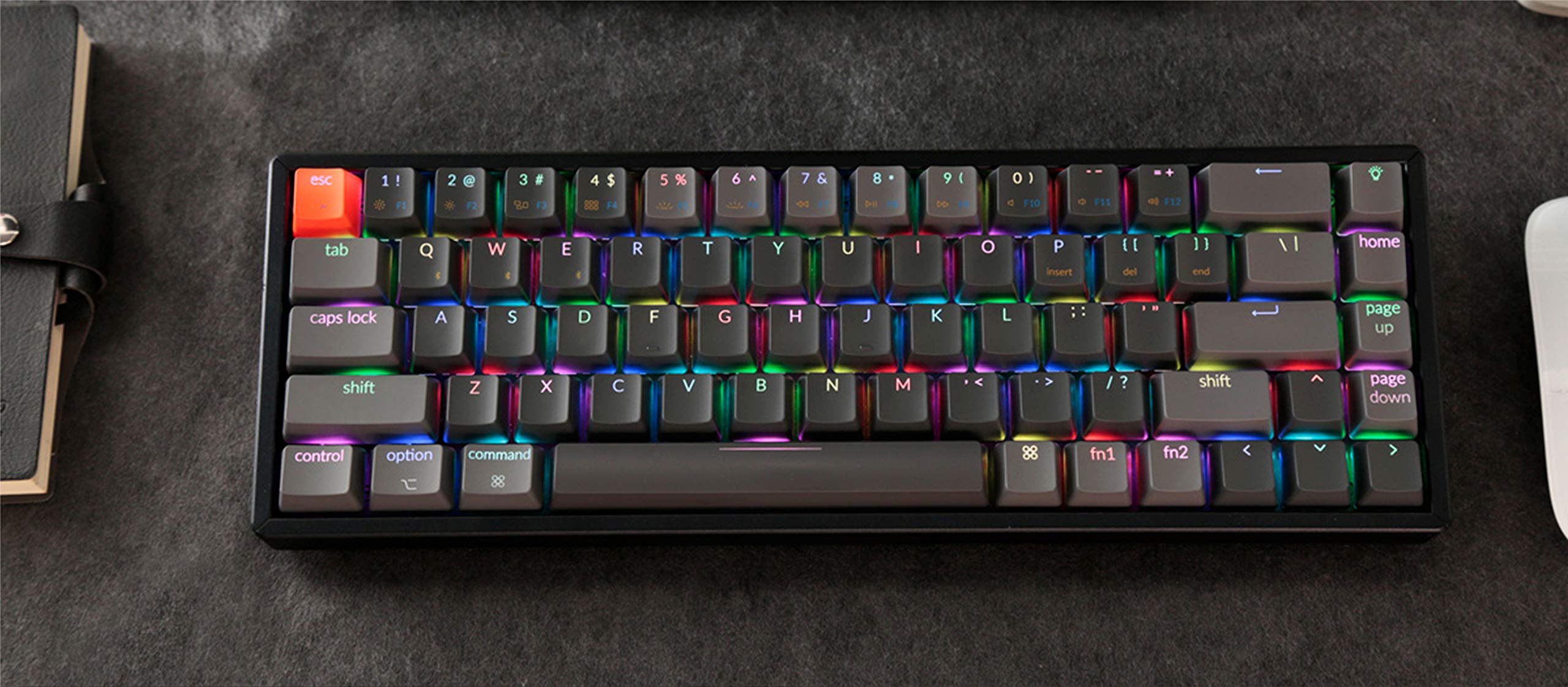 Keychron K6 68-Key Wireless Bluetooth/USB Wired Gaming Mechanical Keyboard, Compact 65% Layout RGB LED Backlit N-Key Rollover Aluminum Frame for Mac Windows, Gateron G Pro Yellow Switch