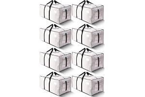 HOMESURE 支持 200 磅重型移动袋 - 坚固的拉链和环绕式提手 - 防水储物袋,可移动箱的耐用替代品 - 8 件装 - 半透明