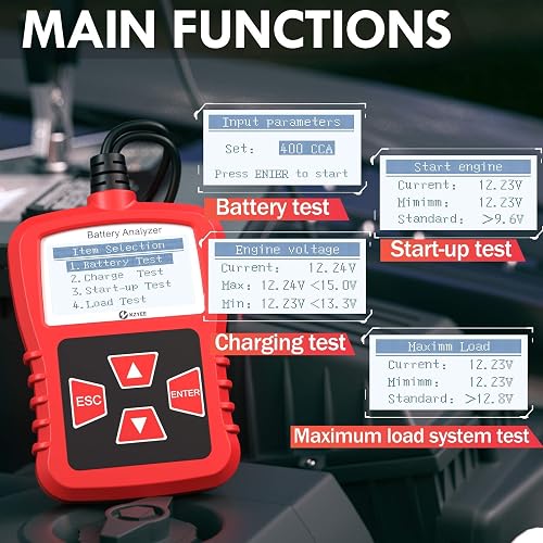 DollaTek 12V Car Battery Tester - 100-2000CCA Load Tester For Automotive & Alternator Fault Diagnosis