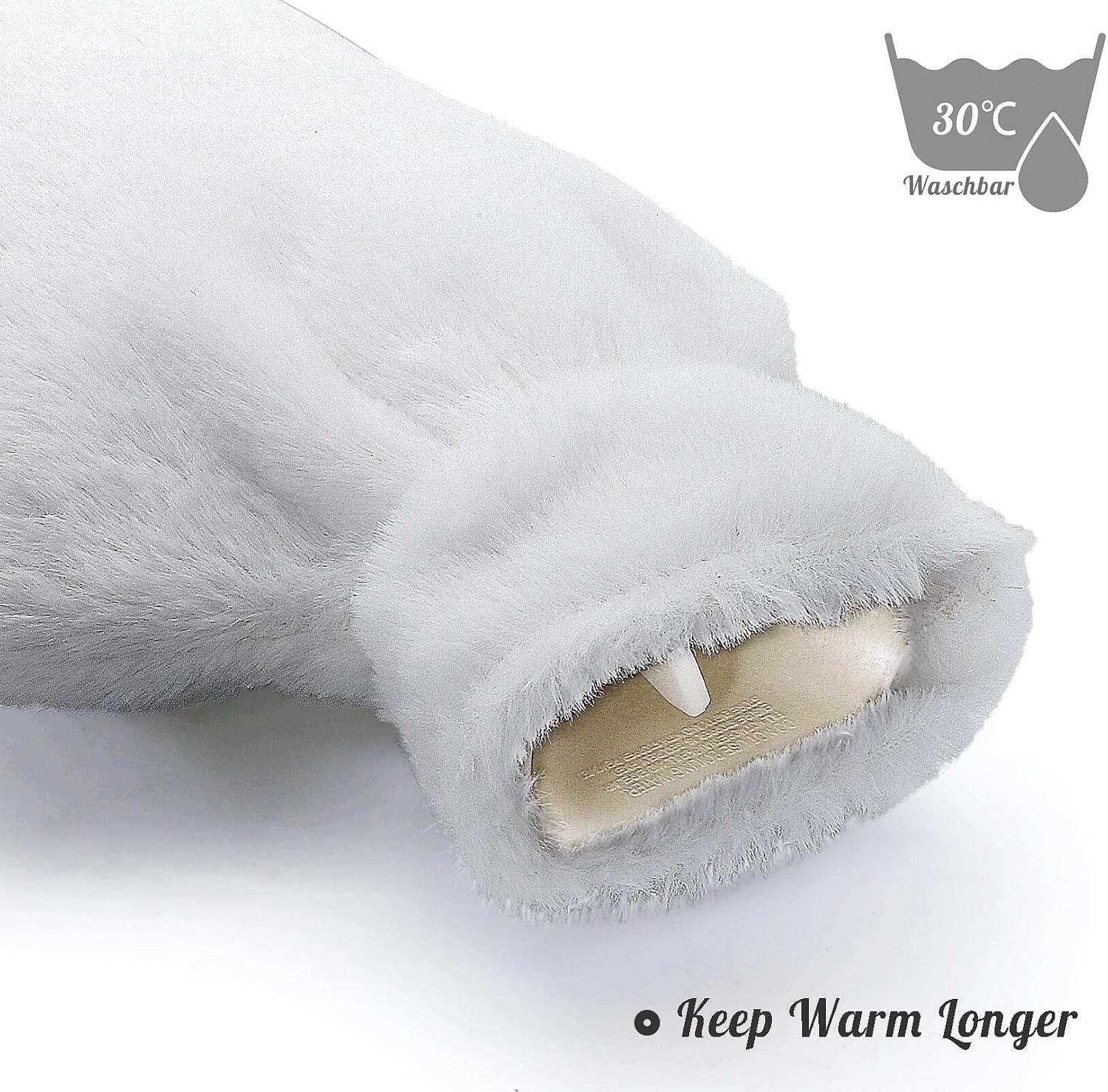 Anstore 2 Litre Hot Water Bottle with Cover, Hot Water Bottle Rubber Super Soft Fluffy Cover - Image 4