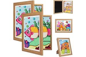 Orankay 3Pack Kids Art Frame - Kids Artwork Frames Changeable,Kids Art Frames Front Opening Holds 150,10x12.5 Children Artwork Frames for Kids Art,Kid Art Picture Frame With Storage for Display photo (Wood)