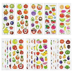 24 Sheets(350+) Fruit 3D Puffy Stickers for