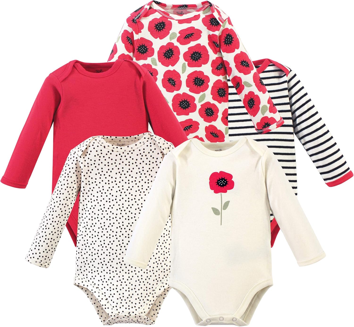 Touched by Nature Baby Boys' Organic Cotton Long-Sleeve Bodysuits