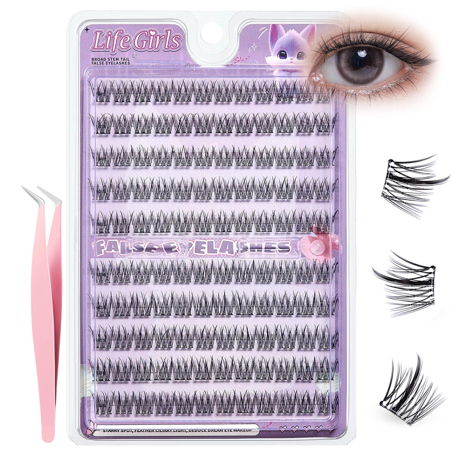 Photo 1 of 120 Pcs Self Adhesive Eyelashes Natural Lash Clusters Extension 10-12mm DIY No Glue with Tweezers No Sticky Residue Pre Glued Eyelashes