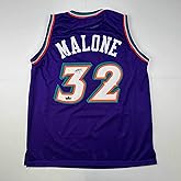 Facsimile Autographed Karl Malone Utah Purple Reprint Laser Auto Basketball Jersey Size Men's XL