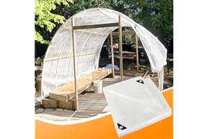 Ansgery 16 Mil Greenhouse Cover,Clear Plastic Tarps Heavy Duty Waterproof 8x10,UV Resistant Poly Clear Tarps with Grommets, Greenhouse Heavy Duty Tarp for Gardening, Farming, Nursery, Garden
