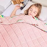 yescool Unicorn Weighted Blanket 3 lb Small Weighted Lap Blanket for Girls, Pink Rainbow Weighted Throw Blankets Minky Heavy Blankets, for 20-45lbs, 36 * 48in