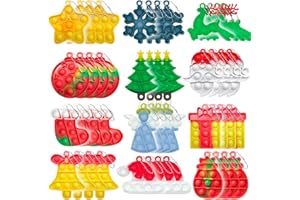 SHUIHU Christmas Mini Push Pop Bubble Fidget Toy, Keychain Bubble Pop Desk Toy, Fidget Keychain Relieve Anxiety Stress Pop Fidget Toy (60pcs)