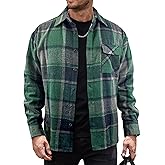 JEMLDL Mens Flannel Shirts Jackets Casual Shackets Button Down Long Sleeve Plaid Shirt Lightweight Jackets with Pockets