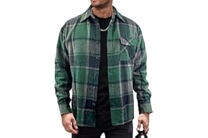 JEMLDL Mens Flannel Shirts Jackets Casual Shackets Button Down Long Sleeve Plaid Shirt Lightweight Jackets with Pockets