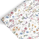 JarThenaAMCS Spring Flower Wrapping Paper -Mini Roll- 17In x 32.8Ft Watercolor Wildflower Gift Wrap Paper Colorful Floral Craft Paper for Birthday Wedding Party Mother's Day Packing Supplies