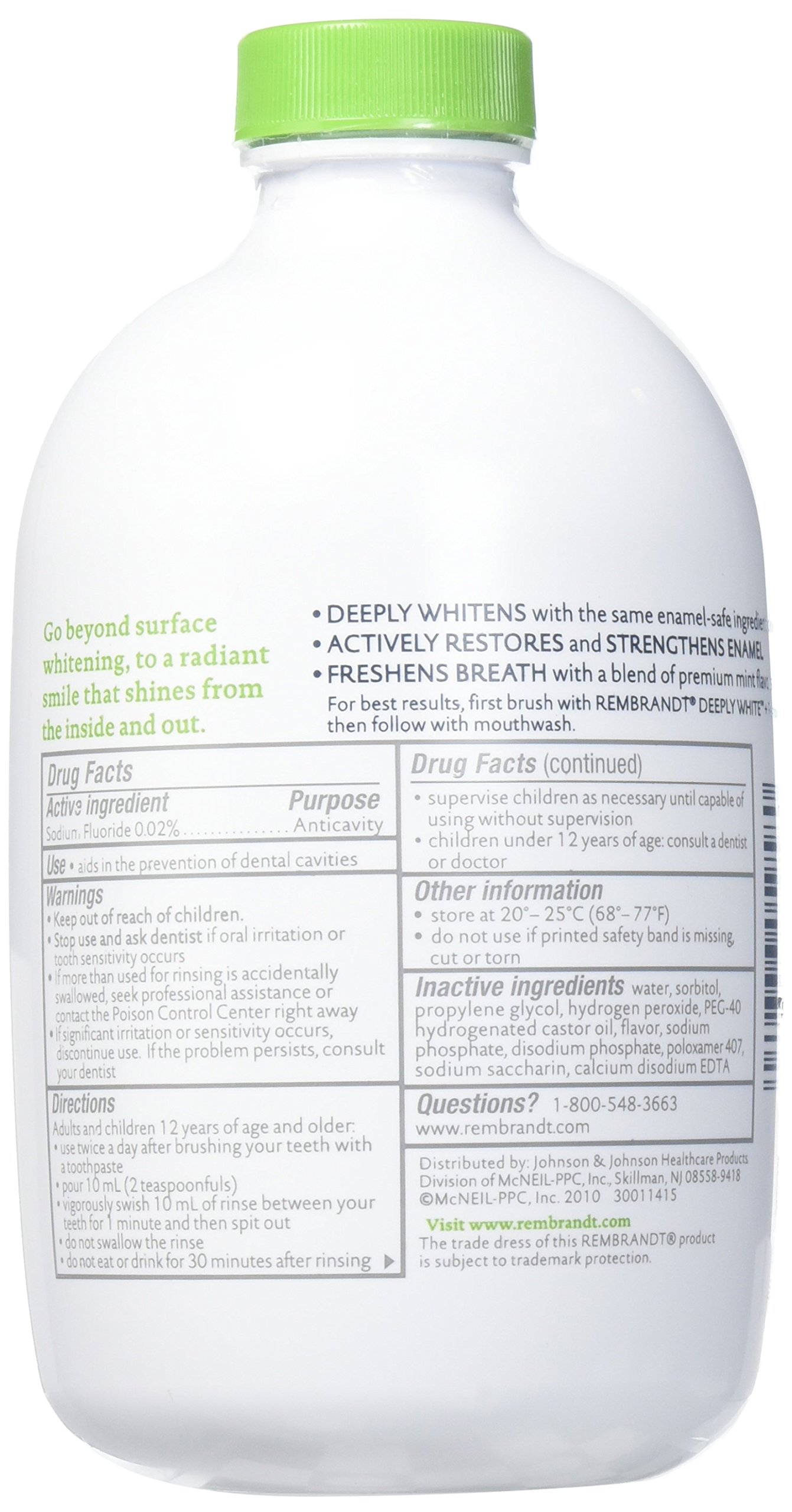 Rembrandt Deeply White Whitening Mouthwash with Fluoride Fresh Mint, 16