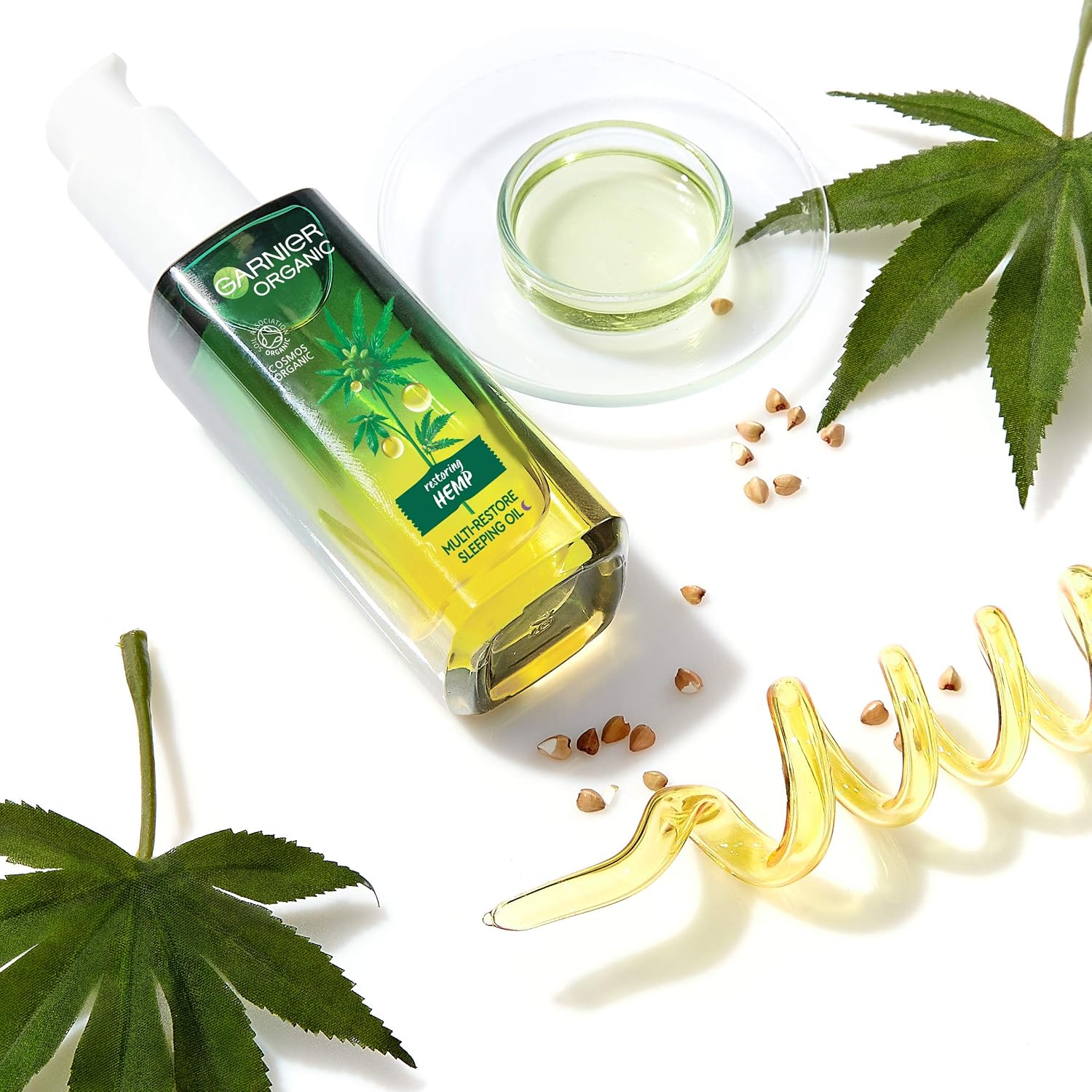 Garnier Organic Hemp Multi-Restore Facial Night Sleeping Oil 30ml - Image 3
