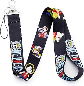 One Piece Anime Straw Hat Crew Line Luffy Lanyard Key Chain ID Card Badge Holder
