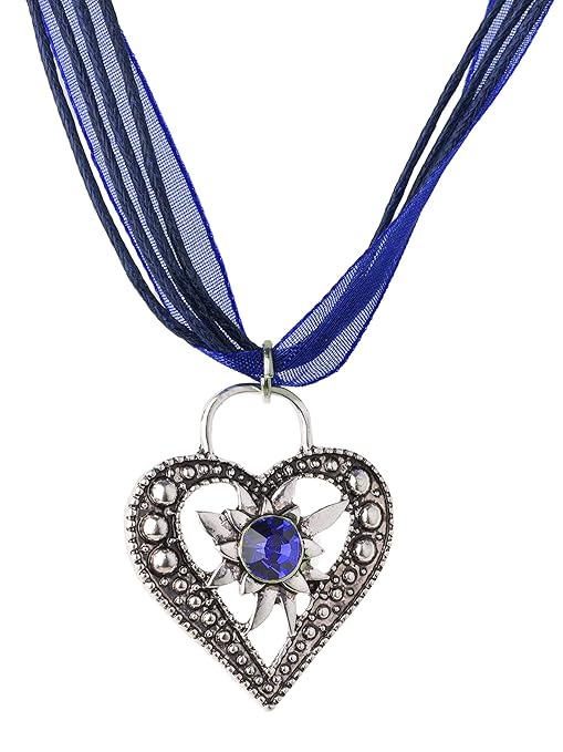 Trachtenkette Wiesnstein eleganter Herz Anhänger mit Strass - Trachtenschmuck Kette für Dirndl und Lederhose