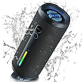 OHAYO Portable Bluetooth Speaker - IPX7 Waterproof, Wireless Stereo Pairing, 25-Hour Playtime, 24W Loud Sound, Bluetooth 5.3, Bass Boost, LED Lights, for Home/Shower/Outdoor/Beach/Travel, Gift Ideas