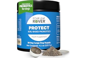 Four Leaf Rover Protect - Probiotics for Dogs - Veterinarian Formulated - with Natural Prebiotics and Antioxidants - Detoxification & Gut Health - 30 Day Large Dog Supply