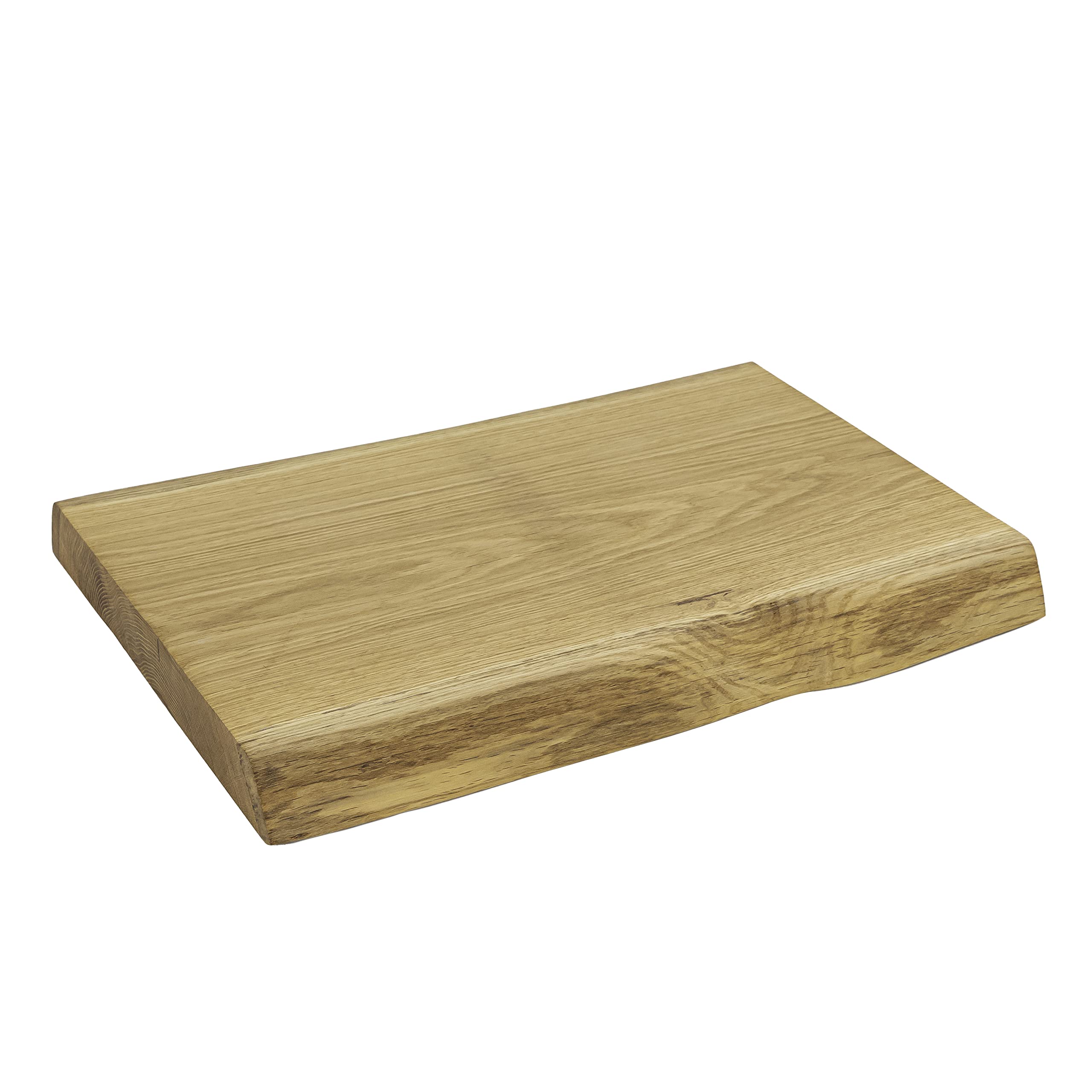 Live Edge Wooden Solid Oak Chef Slab Chopping Board 500mm x 400mm x 45mm | Premium Reversible European Hardwood Cutting Board Serving Platter | Easy Clean Treated Wood