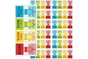 ZILAMGOO 16 Pack 1600 Pieces Sign Here Tabs Sign Here Stickers Sign Here Flags Sign Here Notarize Initial Here Sign and Date for Office School Notebook Annotating Books Notary Books