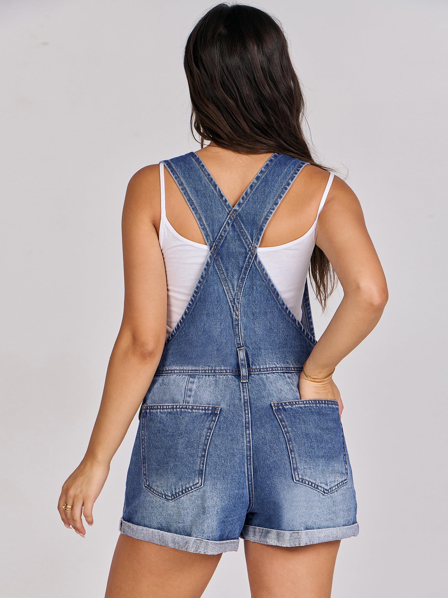 ANRABESS Overalls for Women Denim Shorts Overalls 2025 Summer Casual Loose Fit Adjustable Rompers Jean jumpsuit Bib Shortalls
