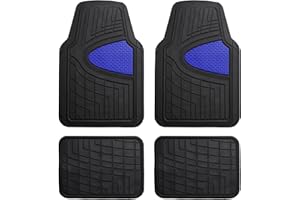 FH Group Automotive Floor Mats - Heavy-Duty Rubber Floor Mats for Cars, Universal Fit Full Set, Climaproof Floor Mats, Trimmable Floor Mats for Most Sedan, SUV, Truck Floor Mats Blue