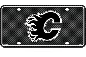 Rico Industries NHL Calgary Flames Carbon Fiber Metal Auto Tag 8.5" x 11" - Great for Truck/Car/SUV