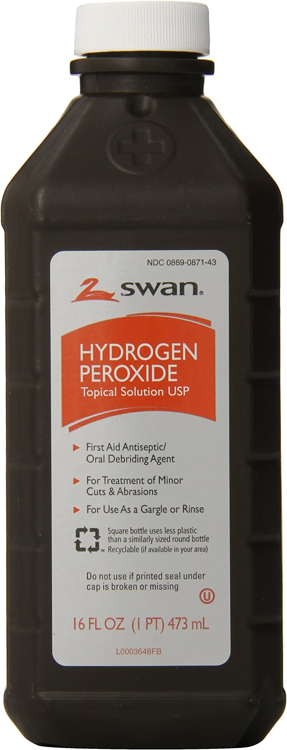 Swan Hydrogen Peroxide Antiseptic Solution 16 Oz Bottle